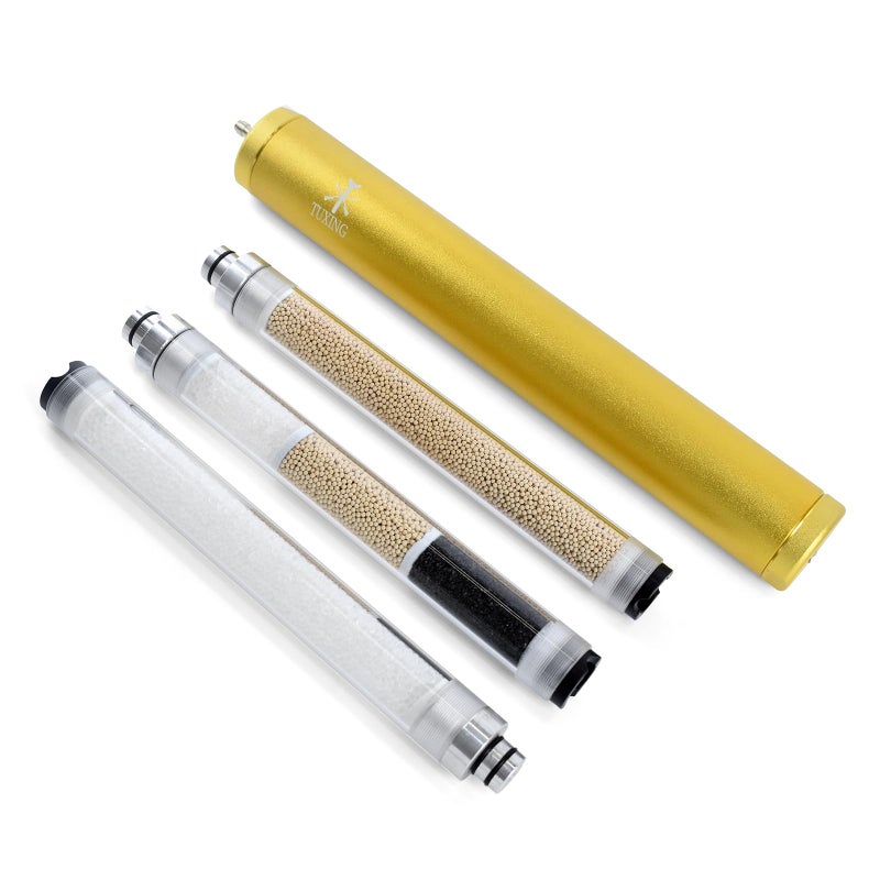 TUXING 4500Psi Air Compressor filter,Pcp Water Oil Separator Molecular Sieve Diving Separator with 8mm Female and Male Quick Connector for Pcp Air Rifle Scuba Tank Charging L350*OD49*ID36mm Gold - Image 3